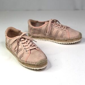 Marc Fisher ballet pink vegan suede perforated sneaker espadrilles 6.5